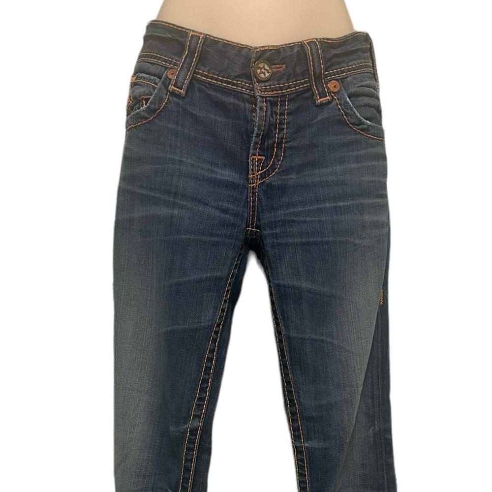 Big Star Sophie Low-rise Boot Flare Jeans SZ 27L Distressed Dark Wash USA